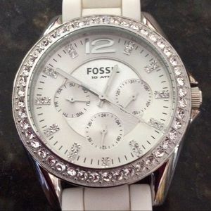 FOSSIL WOMEN'S WATCH WHITE SILICONE STRAP ES2344